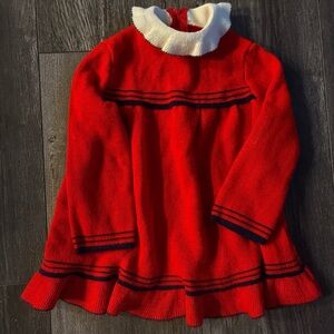Red and White Knit Dress